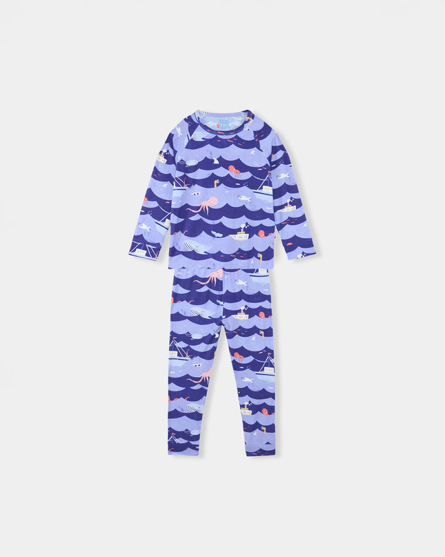 Nighty Night Pajama (2-10 Years) - Ocean Snuggles - Atlas & Maya  Nighty Night Pajama (2-10 Years) - Ocean Snuggles Bamboo Pajama