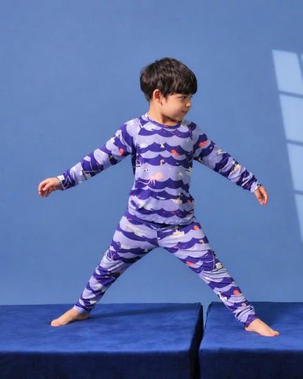 Nighty Night Pajama (2-10 Years) - Ocean Snuggles - Atlas & Maya  Nighty Night Pajama (2-10 Years) - Ocean Snuggles Bamboo Pajama
