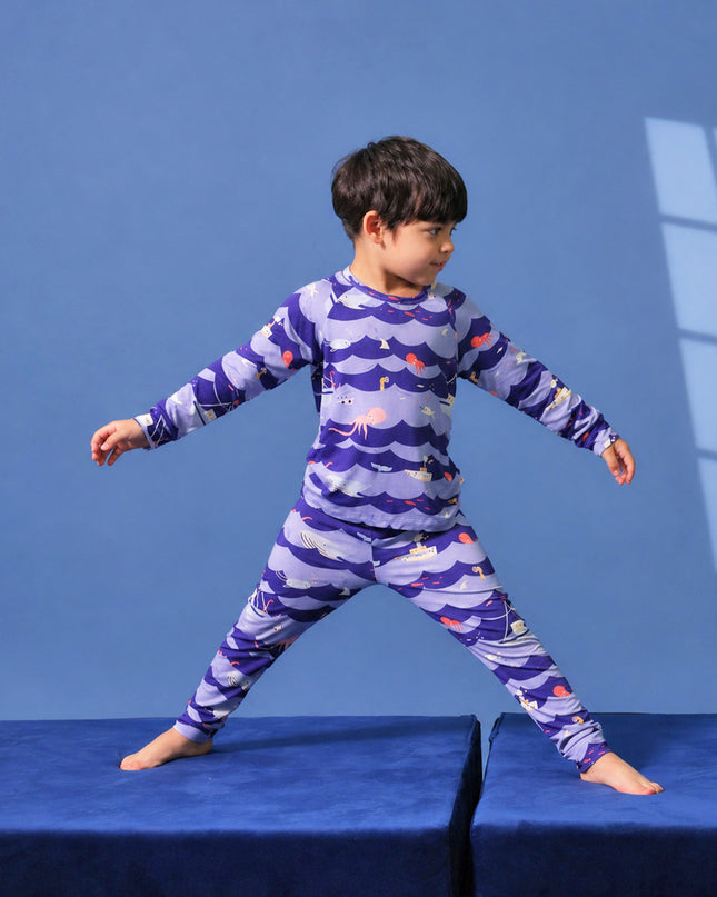 Nighty Night Pajama (2-10 Years) - Ocean Snuggles - Atlas & Maya  Nighty Night Pajama (2-10 Years) - Ocean Snuggles Bamboo Pajama
