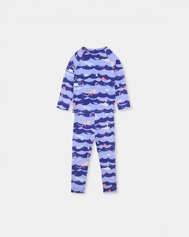 Nighty Night Pajama (2-10 Years) - Ocean Snuggles - Atlas & Maya  Nighty Night Pajama (2-10 Years) - Ocean Snuggles Bamboo Pajama