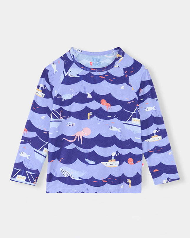 Nighty Night Pajama (2-10 Years) - Ocean Snuggles - Atlas & Maya  Nighty Night Pajama (2-10 Years) - Ocean Snuggles Bamboo Pajama