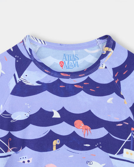 Nighty Night Pajama (2-10 Years) - Ocean Snuggles - Atlas & Maya  Nighty Night Pajama (2-10 Years) - Ocean Snuggles Bamboo Pajama
