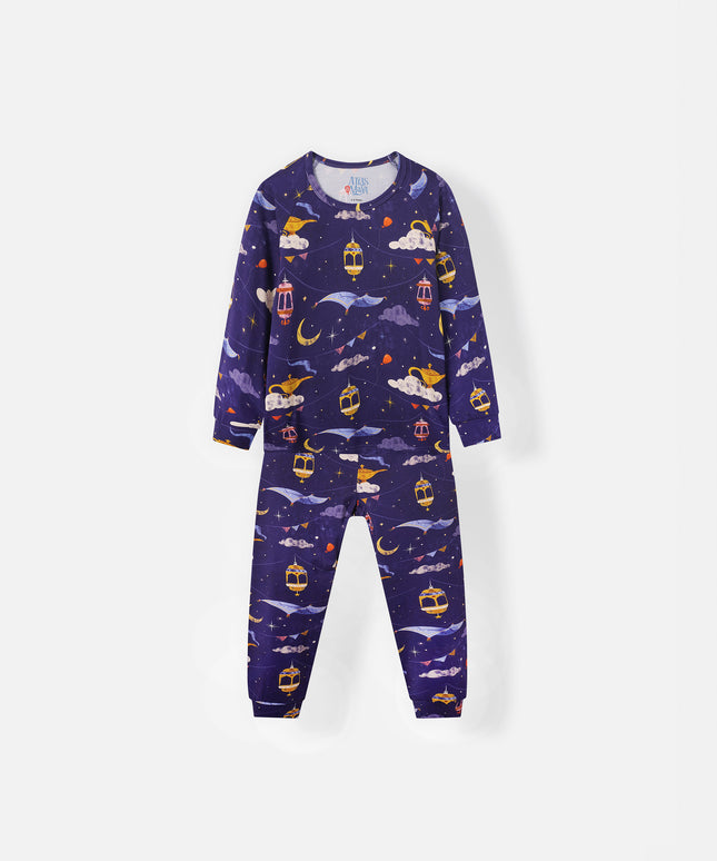 Ramadan Pajamas by Atlas & Maya, Bamboo sleepwear for ramadan, Enchanted nights, featuring lanterns, moon and more - front view