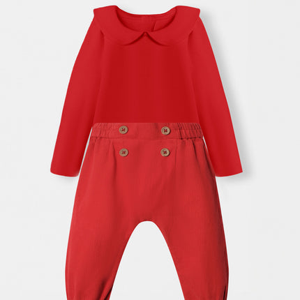 Peter Pan Bodysuit + Sailor Pant - Red