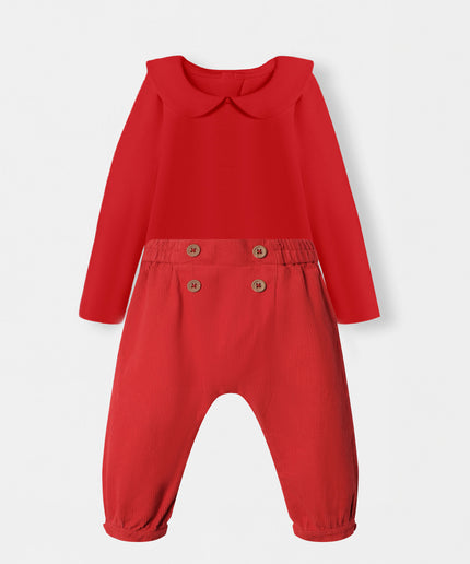 Peter Pan Bodysuit + Sailor Pant - Red - Atlas & Maya  Peter Pan Bodysuit + Sailor Pant - Red Bamboo Set