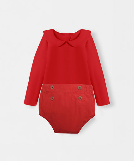Peter Pan Bodysuit + Sailor Short - Red - Atlas & Maya  Peter Pan Bodysuit + Sailor Short - Red Bamboo Set