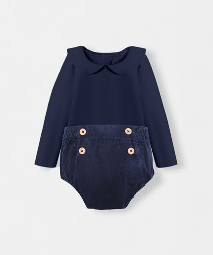 Peter Pan Bodysuit + Sailor Short - Navy - Atlas & Maya  Peter Pan Bodysuit + Sailor Short - Navy Bamboo Set