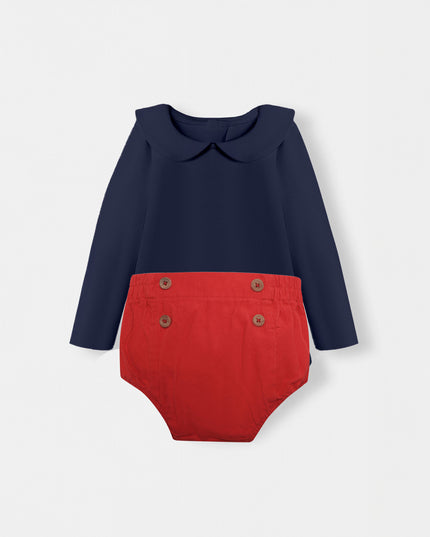 Peter Pan Bodysuit + Sailor Short - Navy/Red