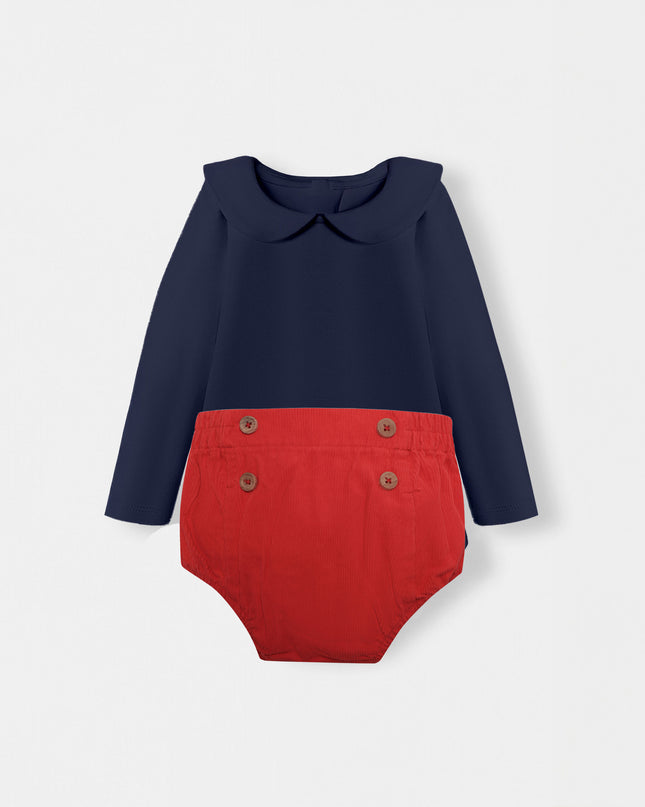 Peter Pan Bodysuit + Sailor Short - Navy/Red