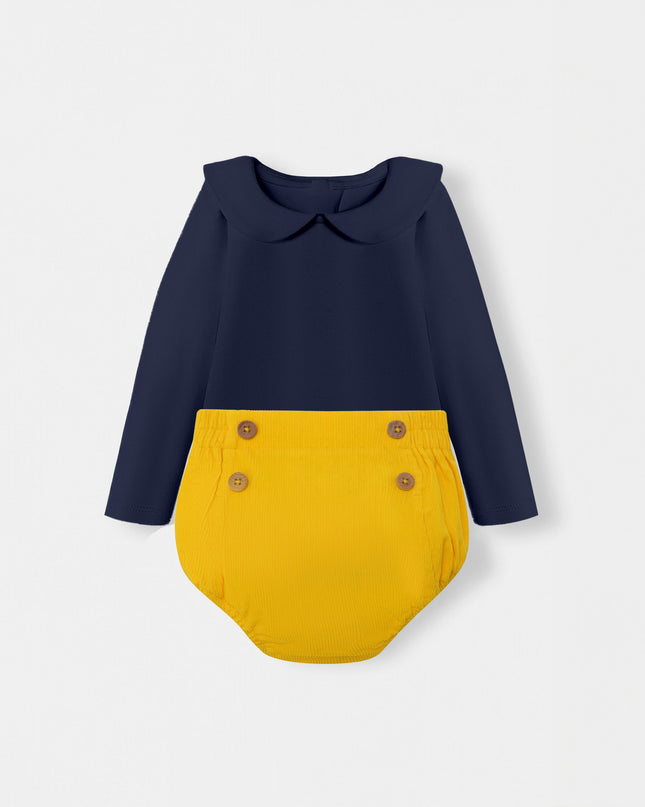 Peter Pan Bodysuit + Sailor Short - Navy/Yellow