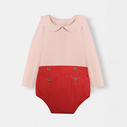 Peter Pan Bodysuit + Sailor Short - Pink/Red