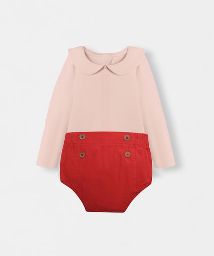Peter Pan Bodysuit + Sailor Short - Pink/Red - Atlas & Maya  Peter Pan Bodysuit + Sailor Short - Pink/Red Bamboo Set