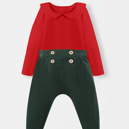 Peter Pan Bodysuit + Sailor Pant - Red/Green
