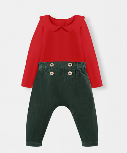Peter Pan Bodysuit + Sailor Pant - Red/Green - Atlas & Maya  Peter Pan Bodysuit + Sailor Pant - Red/Green Bamboo Set