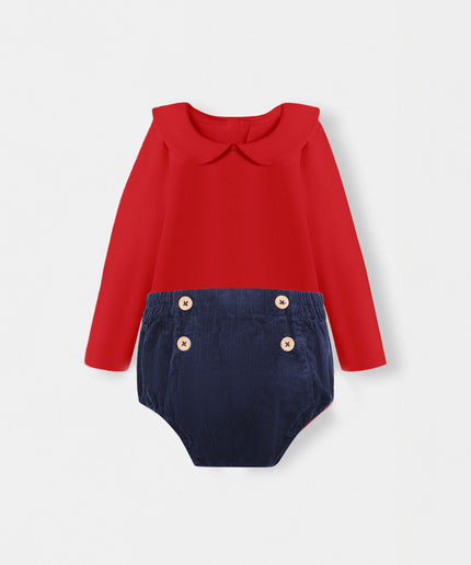 Peter Pan Bodysuit + Sailor Short - White/Navy - Atlas & Maya  Peter Pan Bodysuit + Sailor Short - White/Navy Bamboo Set