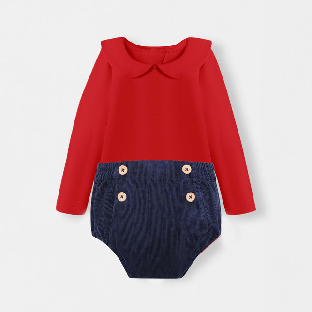 Peter Pan Bodysuit + Sailor Short - White/Navy