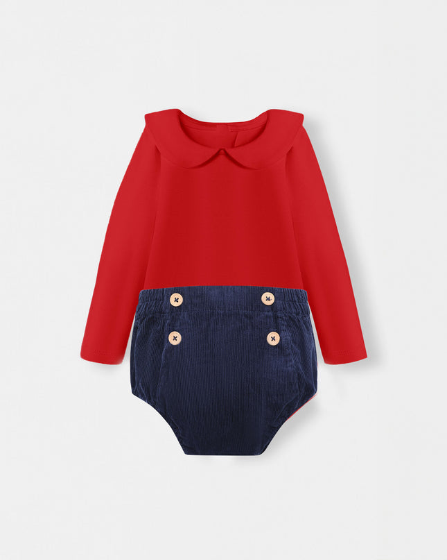 Peter Pan Bodysuit + Sailor Short - White/Navy