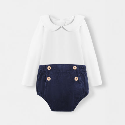 Peter Pan Bodysuit + Sailor Short - White/Navy