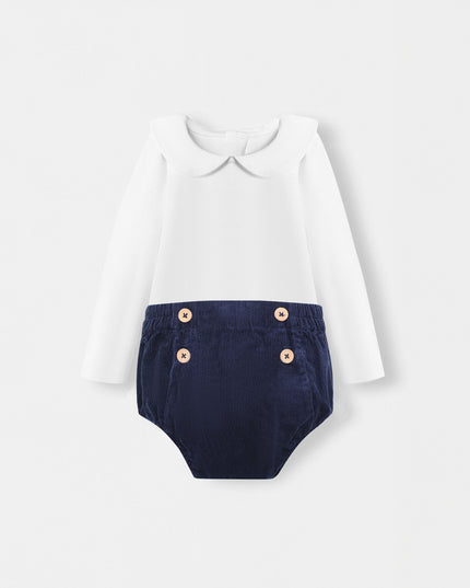 Peter Pan Bodysuit + Sailor Short - White/Navy