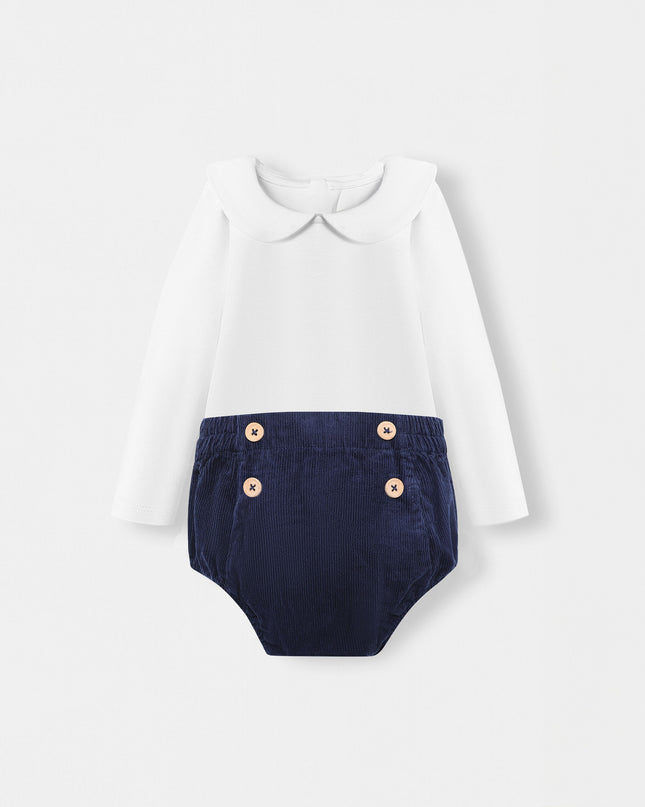 Peter Pan Bodysuit + Sailor Short - White/Navy
