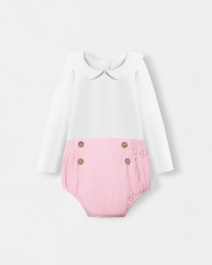 Peter Pan Bodysuit + Sailor Short - White/Pink