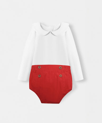 Peter Pan Bodysuit + Sailor Short - White/Red - Atlas & Maya  Peter Pan Bodysuit + Sailor Short - White/Red Bamboo Set