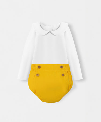 Peter Pan Bodysuit + Sailor Short - White/Yellow - Atlas & Maya  Peter Pan Bodysuit + Sailor Short - White/Yellow Bamboo Set