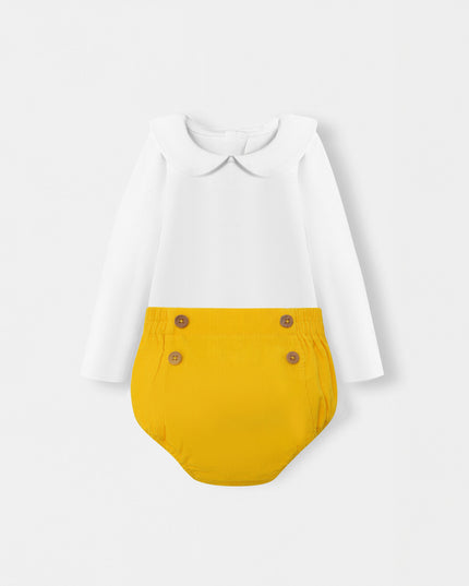 Peter Pan Bodysuit + Sailor Short - White/Yellow