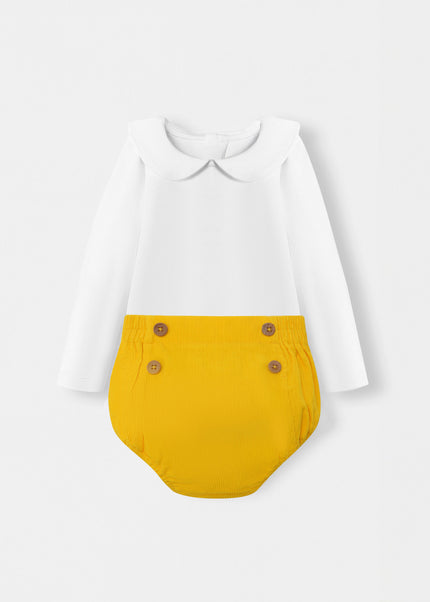 Peter Pan Bodysuit + Sailor Short - White/Yellow - Atlas & Maya  Peter Pan Bodysuit + Sailor Short - White/Yellow Bamboo Set
