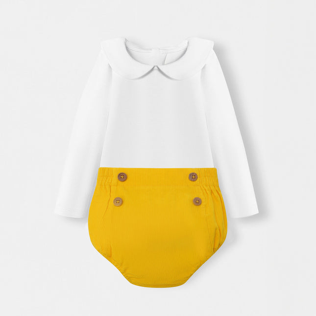 Peter Pan Bodysuit + Sailor Short - White/Yellow