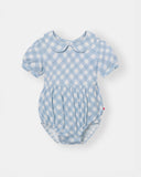 Peter Pan Bubble Magnetic Romper - Sky Blue Plaid - Atlas & Maya