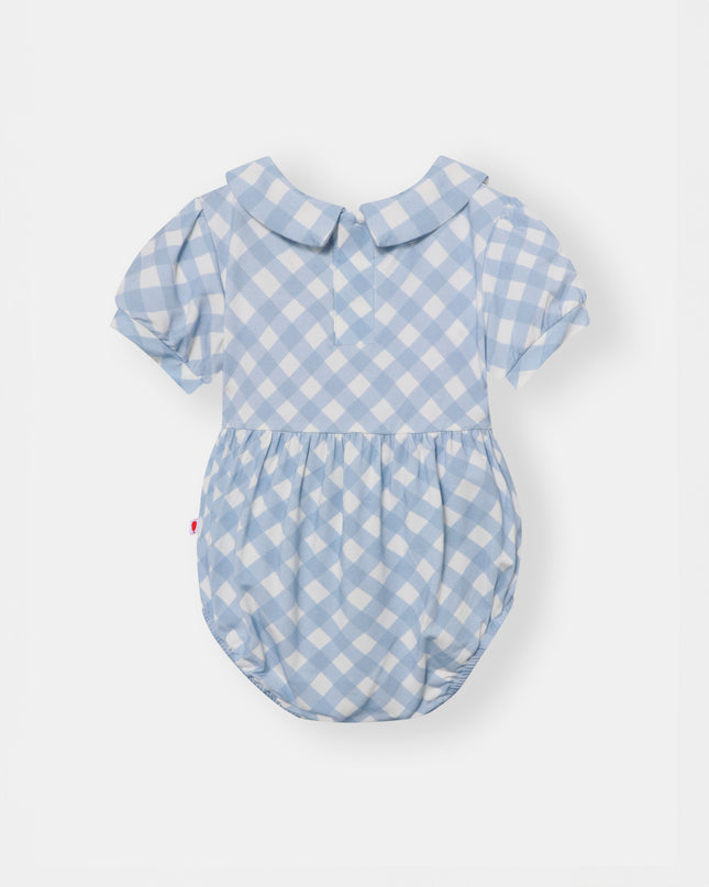 Peter Pan Bubble Magnetic Romper - Sky Blue Plaid - Atlas & Maya