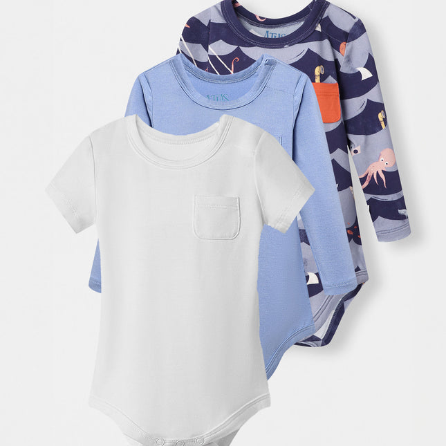 Pocket Bodysuit 3-Pack - Ocean Snuggles