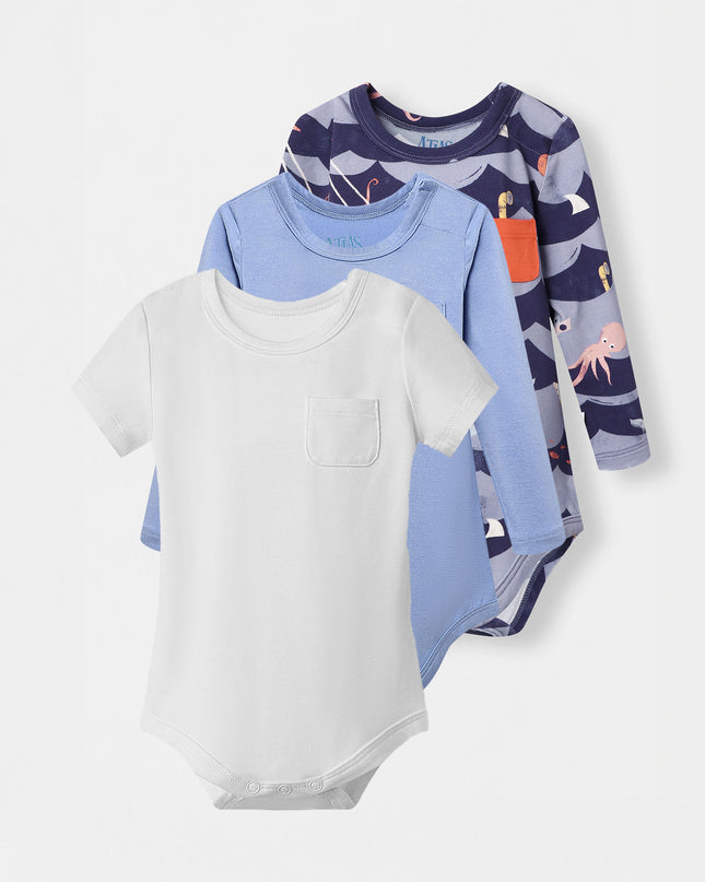 Pocket Bodysuit 3-Pack - Ocean Snuggles