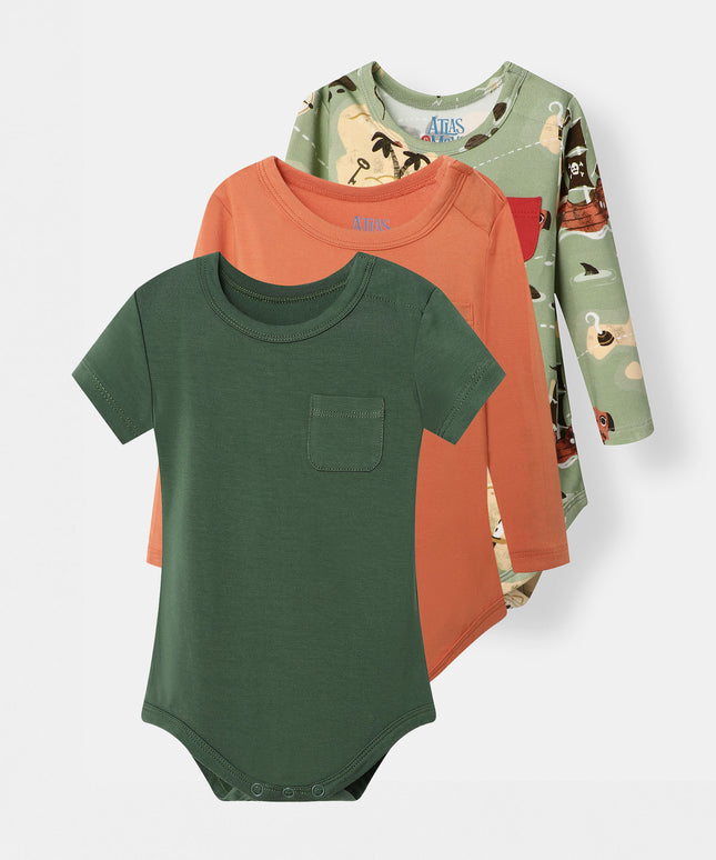 Pocket Bodysuit 3-Pack - Pirate Bay - Atlas & Maya  Pocket Bodysuit 3-Pack - Pirate Bay Bamboo Bodysuit