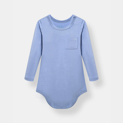Pocket Long Sleeve Magnetic Bodysuit - Frost Blue - Atlas & Maya