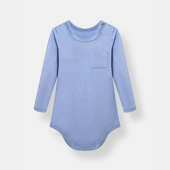 Pocket Long Sleeve Magnetic Bodysuit - Frost Blue - Atlas & Maya