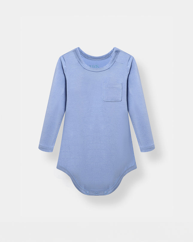 Pocket Long Sleeve Magnetic Bodysuit - Frost Blue - Atlas & Maya