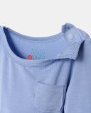 Pocket Long Sleeve Magnetic Bodysuit - Frost Blue - Atlas & Maya