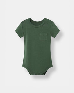 Pocket Short Sleeve Magnetic Bodysuit - Crocodile Green - Atlas & Maya