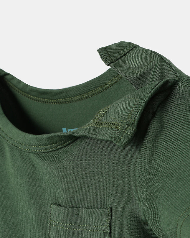 Pocket Short Sleeve Magnetic Bodysuit - Crocodile Green - Atlas & Maya