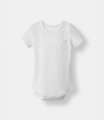Pocket Short Sleeve Magnetic Bodysuit - White - Atlas & Maya
