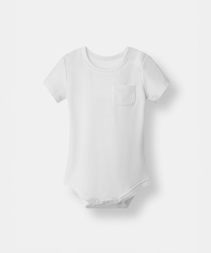 Pocket Short Sleeve Magnetic Bodysuit - White - Atlas & Maya