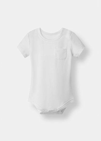 Pocket Short Sleeve Magnetic Bodysuit - White - Atlas & Maya