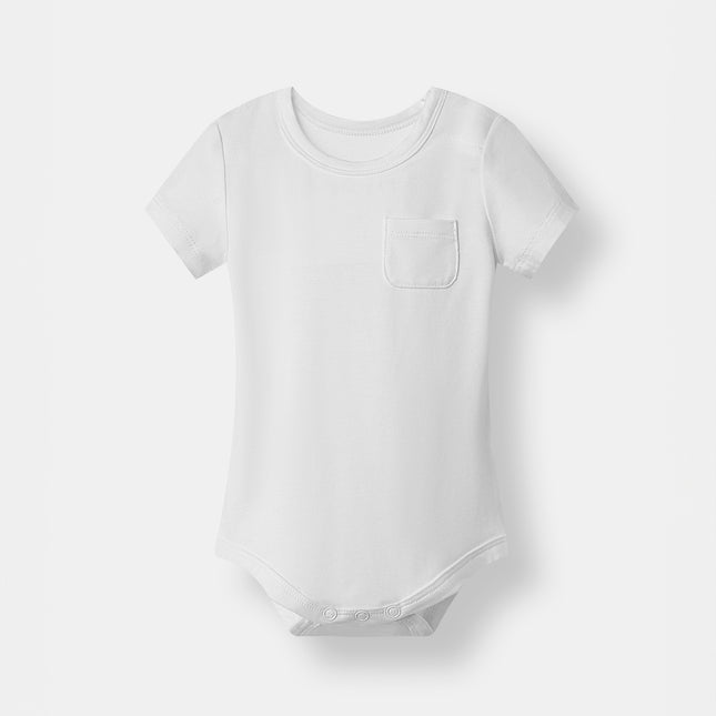 Pocket Short Sleeve Magnetic Bodysuit - White - Atlas & Maya