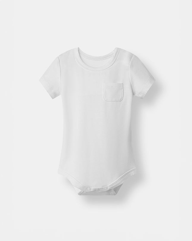 Pocket Short Sleeve Magnetic Bodysuit - White - Atlas & Maya