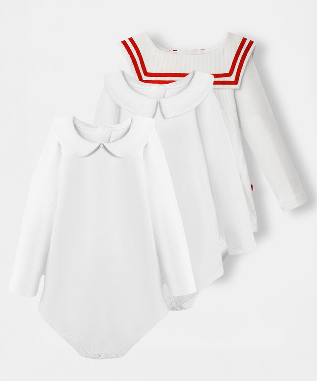 Iconic White Bodysuit Trio - Boys - Atlas & Maya  Iconic White Bodysuit Trio - Boys Bamboo Bodysuit