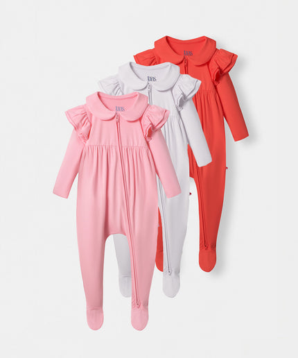 Ruffle Truffle Playsuit Bundle (0-9 Months) - Atlas & Maya  Ruffle Truffle Playsuit Bundle (0-9 Months) Bamboo Zippy
