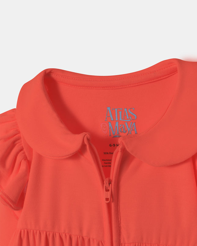 Ruffle Truffle Playsuit - Coral - Atlas & Maya