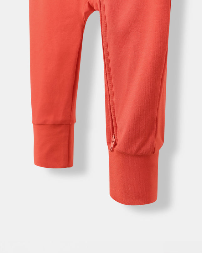 Ruffle Truffle Playsuit - Coral (Footless)